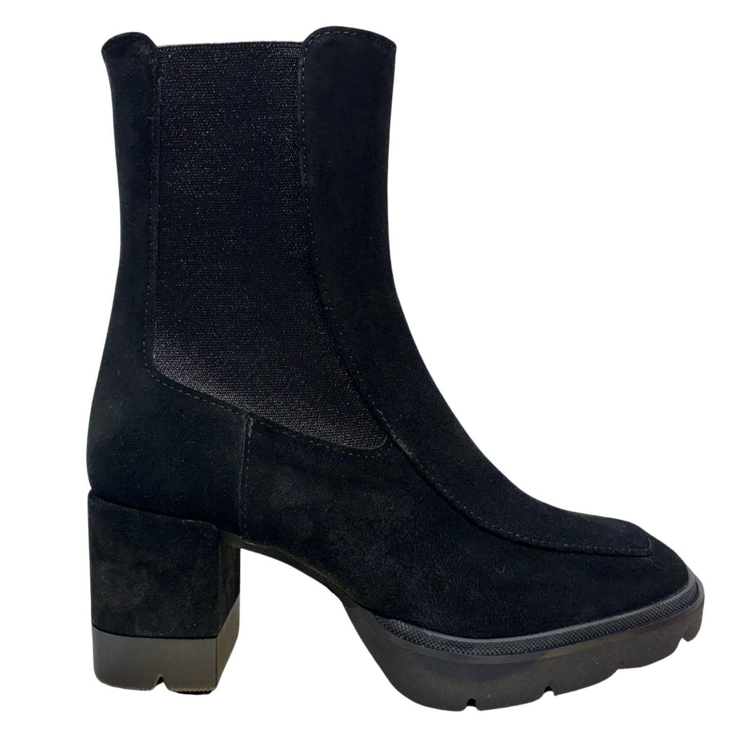 New Homers Women's Sharon Heeled Ankle Suede Boot In Crosta Negro
